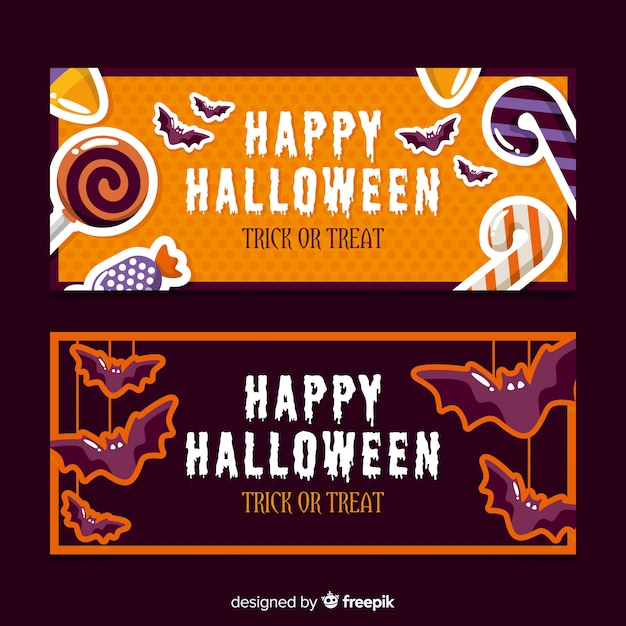 Vettore gratuito banner di halloween con design piatto