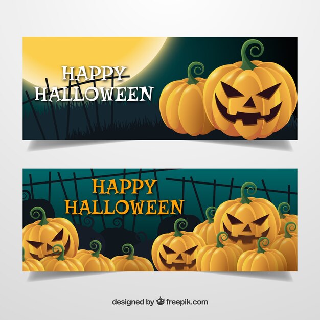 Halloween banners with pumpkins