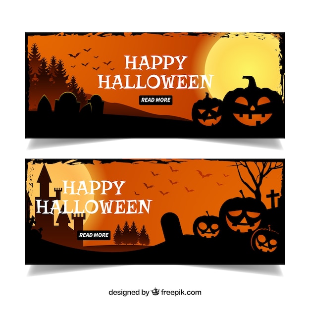 Halloween banners with pumpkins