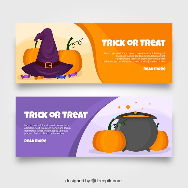 Halloween banners with witch complements