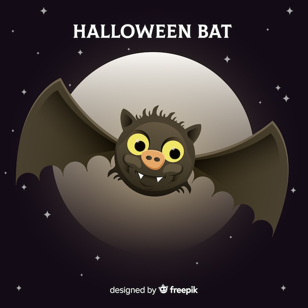 Free vector halloween bat background in flat design