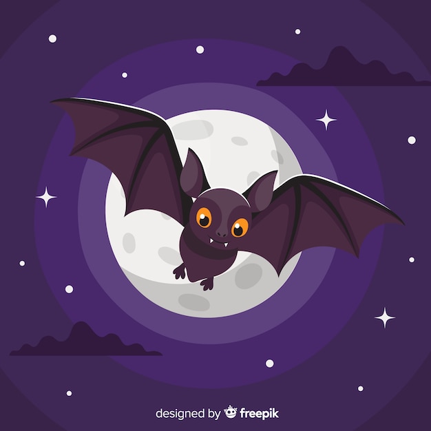 Halloween bat background in flat design Premium Vector