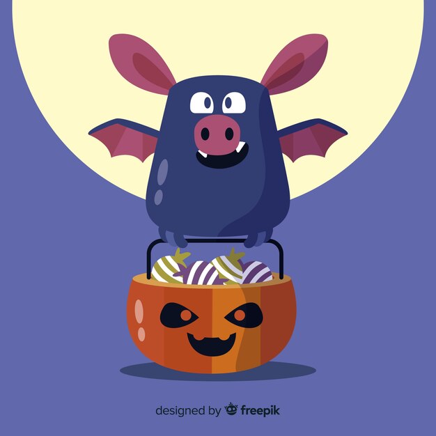 Halloween bat background in flat design