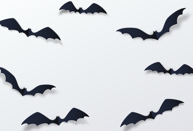 Free vector halloween bat  decor . paper cut style.