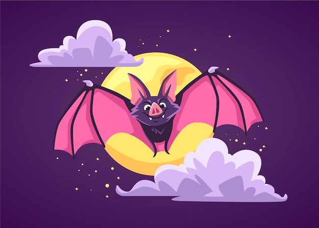 Vettore gratuito pipistrello di halloween in design piatto