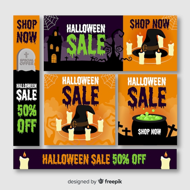 Хэллоуин большая распродажа предлагает баннер веб Бесплатные векторы