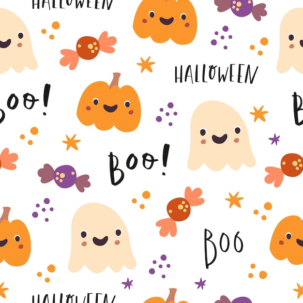 Free vector halloween boo seamless pattern