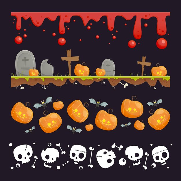 Halloween border collection flat design