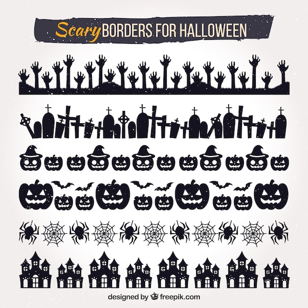 Vettore gratuito raccolta di confini di halloween