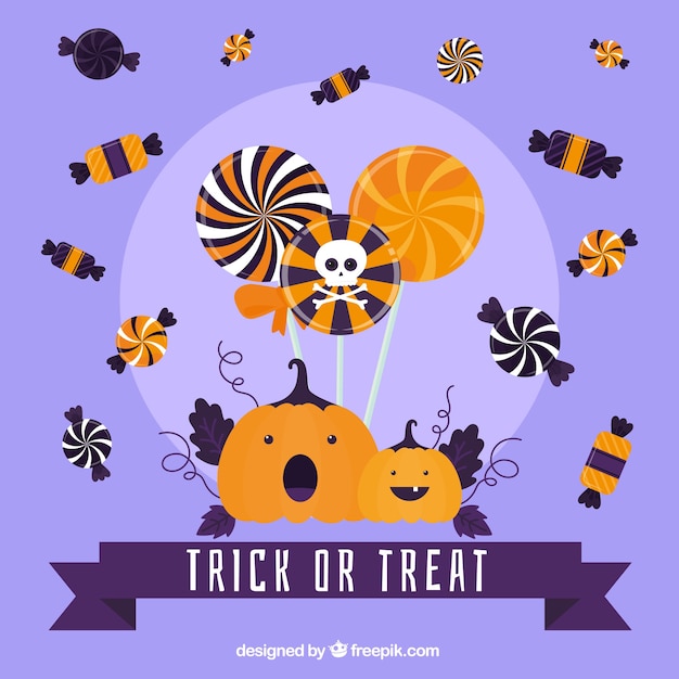 Free vector halloween candies and pumpkins