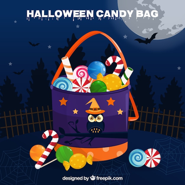 Halloween candy bag with night sky