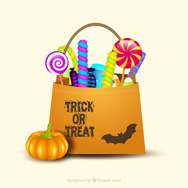 Halloween candy bag with realistic style