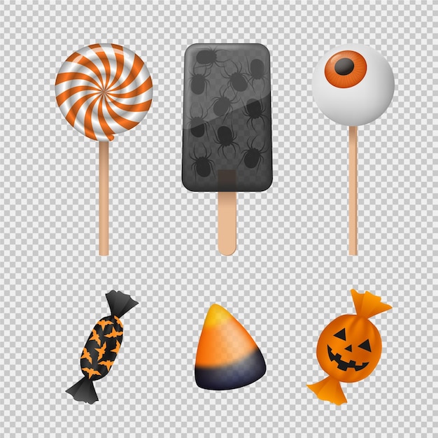 Halloween candy collection realistic design