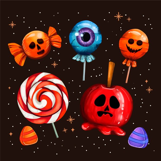 Free vector halloween candy collection