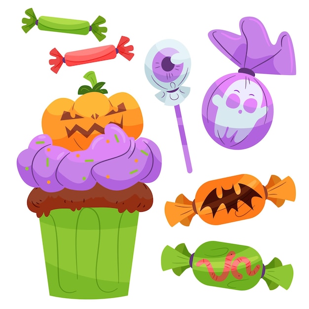 Free vector halloween candy pack design