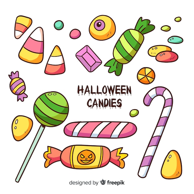Бесплатное векторное изображение Набор конфет хэллоуина