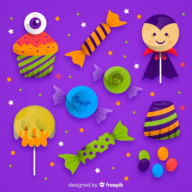 Free vector halloween candy set