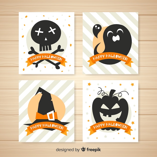 Free vector halloween card pack