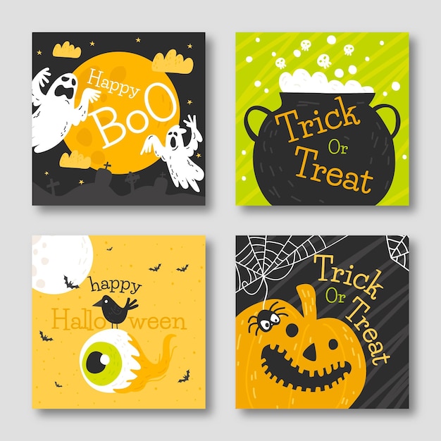 Free vector halloween card set