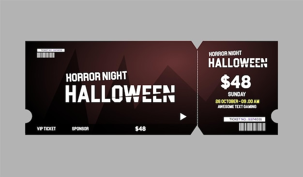 Free vector halloween card ticket design luxury gradient colorful