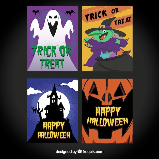 Cartoline di halloween con elementi classici