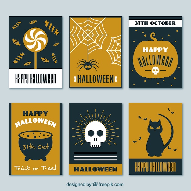 Vettore gratuito carte di halloween con stile moderno