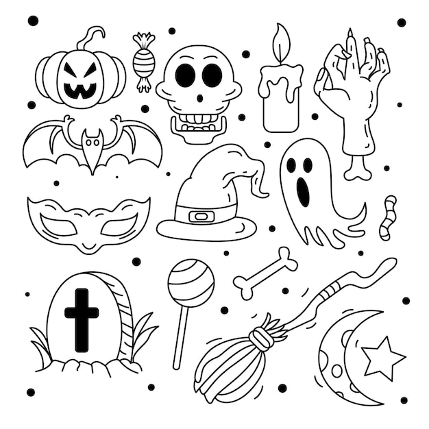 ハロウィーンの漫画の文字セット