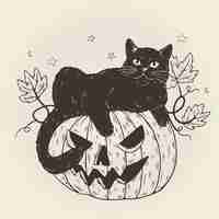 Vettore gratuito disegno del gatto di halloween