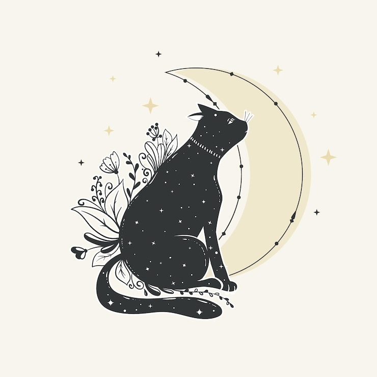 무료 Vector 평면 디자인에 할로윈 고양이