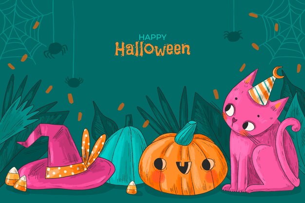 無料ベクター ハロウィーンのお祝いの背景