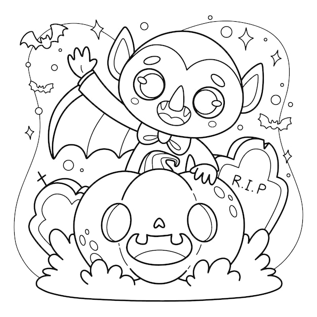 Free vector halloween celebration coloring page illustration