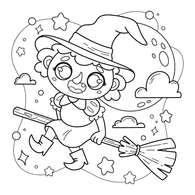 Halloween celebration coloring page illustration