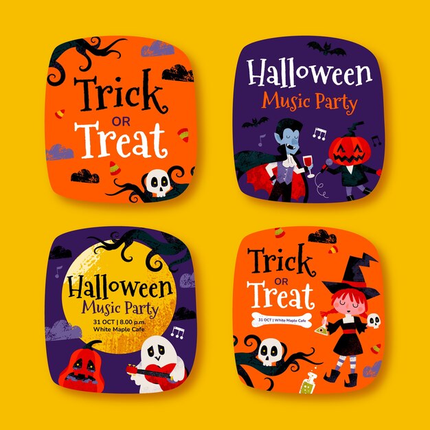 Halloween celebration flat design labels collection