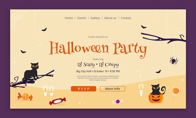 Modello di pagina di destinazione design piatto per la celebrazione di halloween