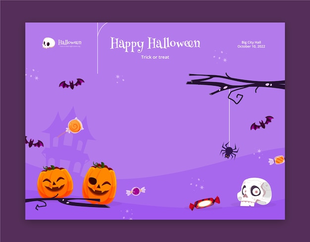 Free vector halloween celebration flat design photocall template