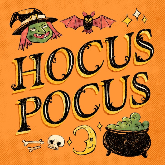 Halloween celebration hocus pocus lettering