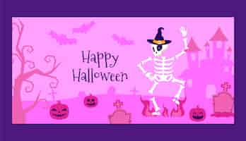 Free vector halloween celebration horizontal sale banner template