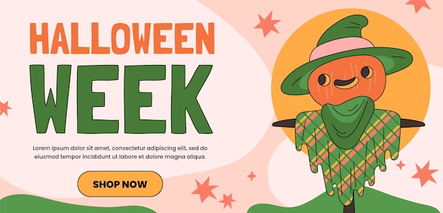 Vettore gratuito modello di banner di vendita orizzontale di celebrazione di halloween