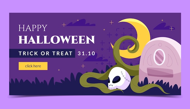 Modello di banner di vendita orizzontale di celebrazione di Halloween