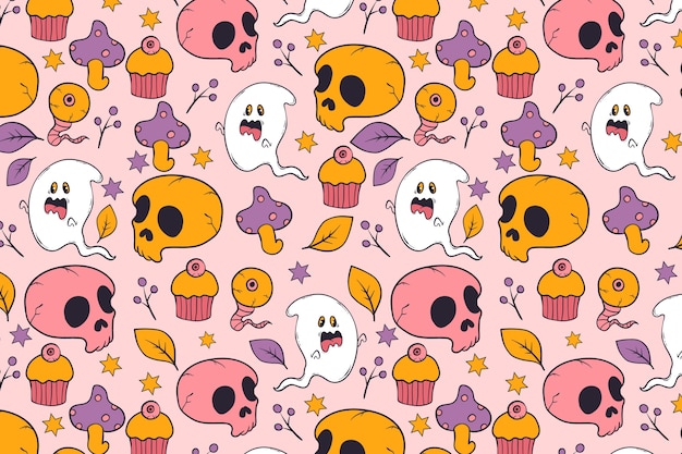 Free vector halloween celebration pastel pattern background