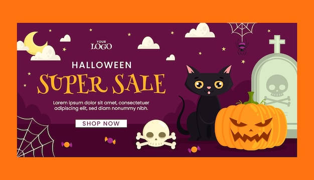 Halloween celebration sale banner template