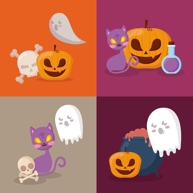 Halloween celebration set icons