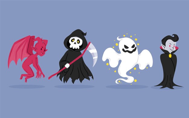 ghost cartoon dog Free vector halloween character collection