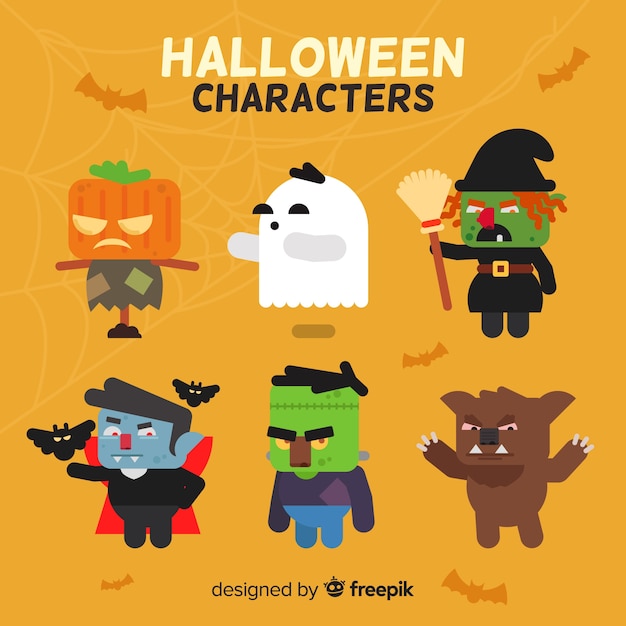 Halloween character pack in cartoon style