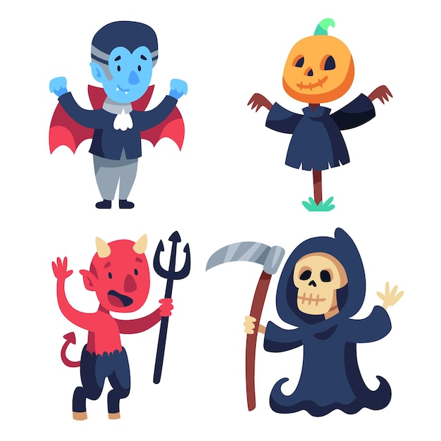 Free vector halloween character pack