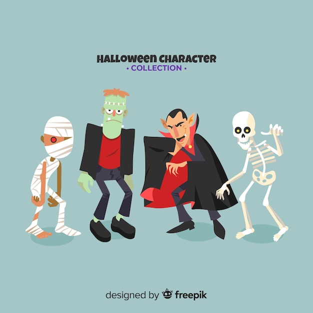 Vettore gratuito collezione di personaggi di halloween