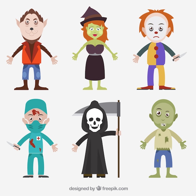 Free vector halloween characters pack