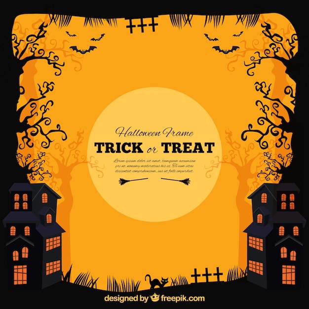 Free vector halloween city frame