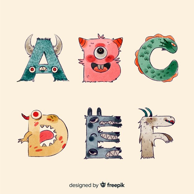 Halloween close-up monster alphabet