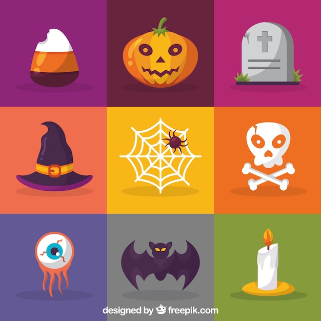 Free vector halloween collection with colorful style